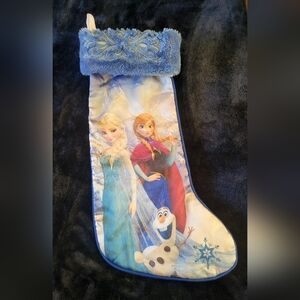 EUC Blue Frozen Themed Anna, Elsa & Olaf Christmas Stocking